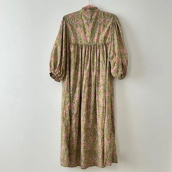 100% Cotton Green Floral Maxi Dress - Picture 10 of 16